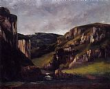 Gustave Courbet Famous Paintings - Cliffs near Ornans